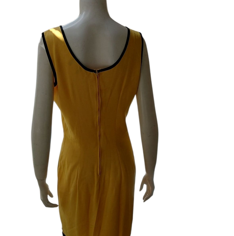 Yellow and Black Embellished Sleeveless Sheath Mini Dress