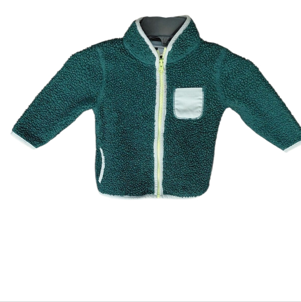 Cat&Jack Green Faux Fur Jacket with Pockets Size 18M