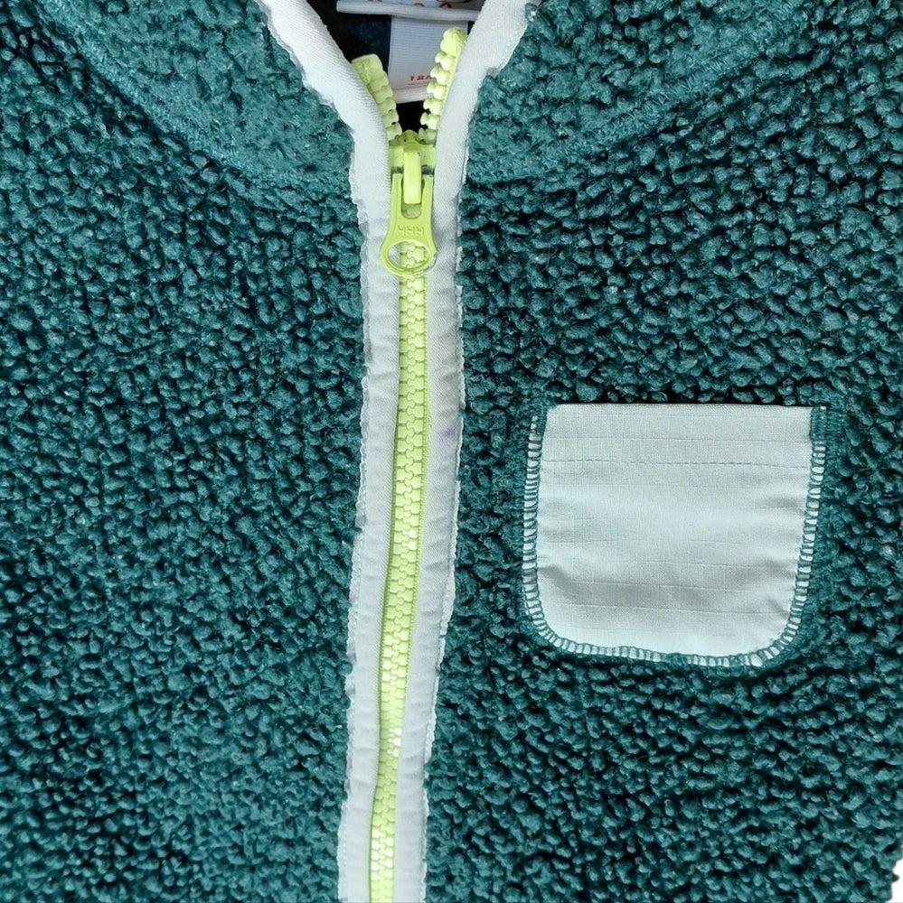 Cat&Jack Green Faux Fur Jacket with Pockets Size 18M