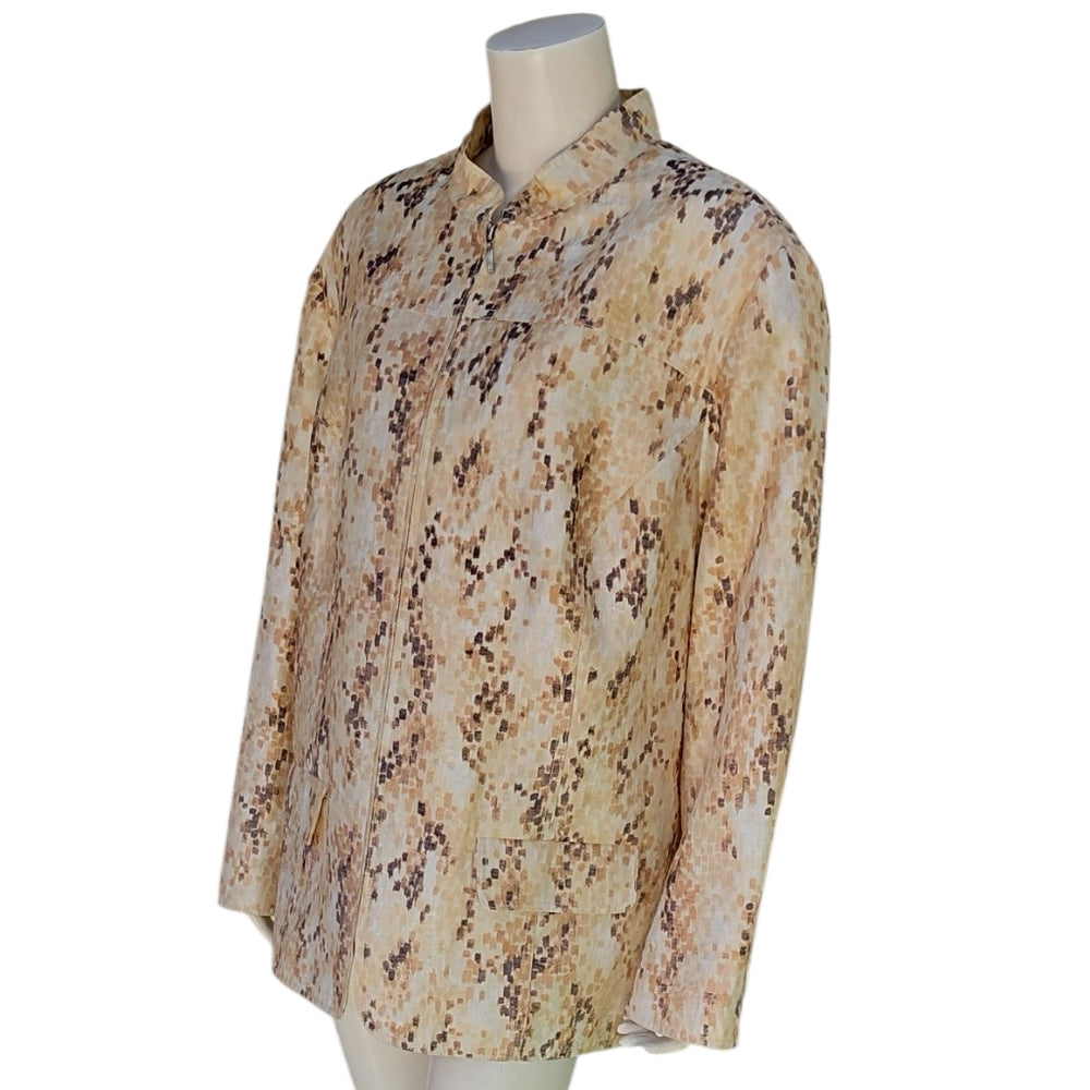 Alfred Dunner Women Stylish Tan and Brown Patterned Jacket Size 20W