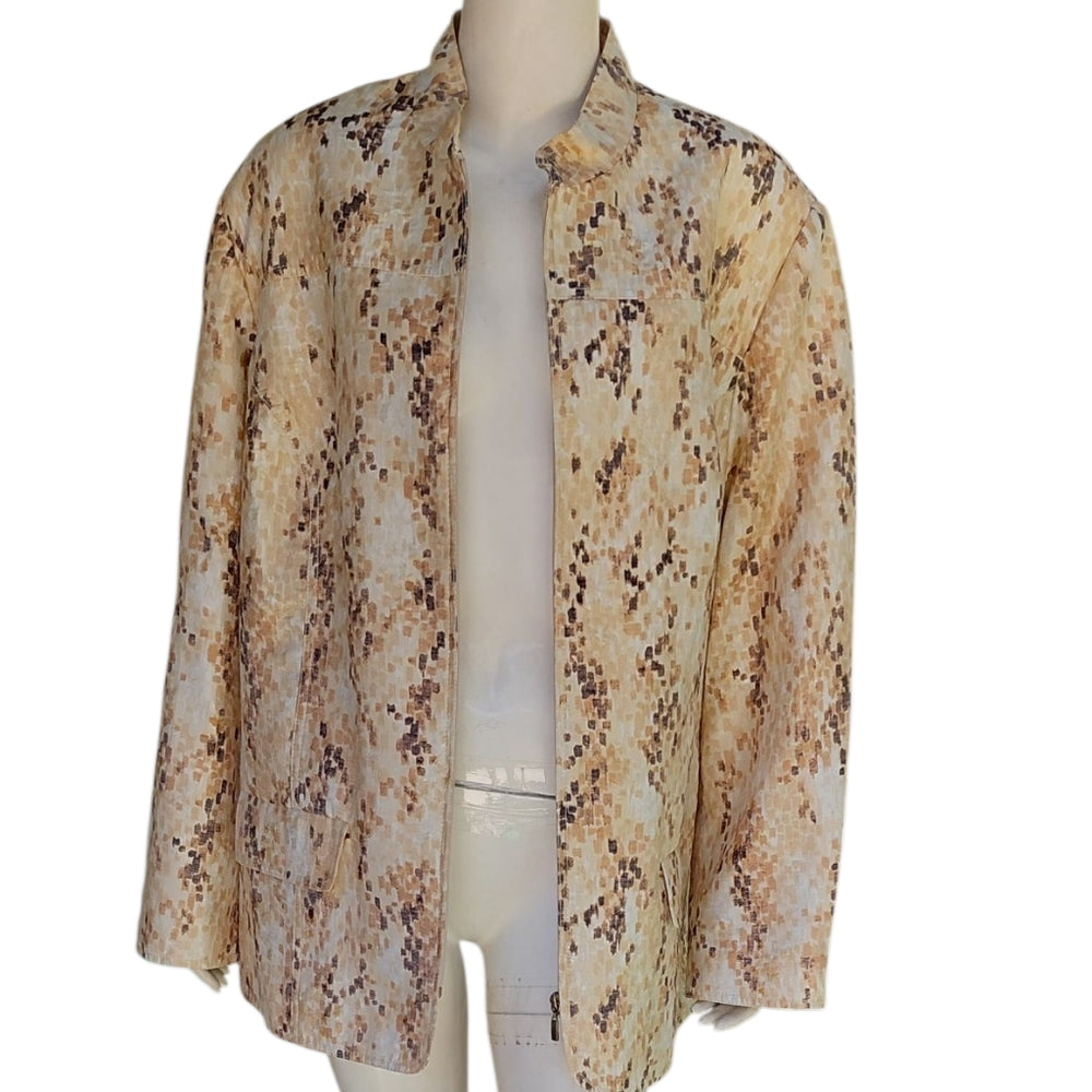 Alfred Dunner Women Stylish Tan and Brown Patterned Jacket Size 20W