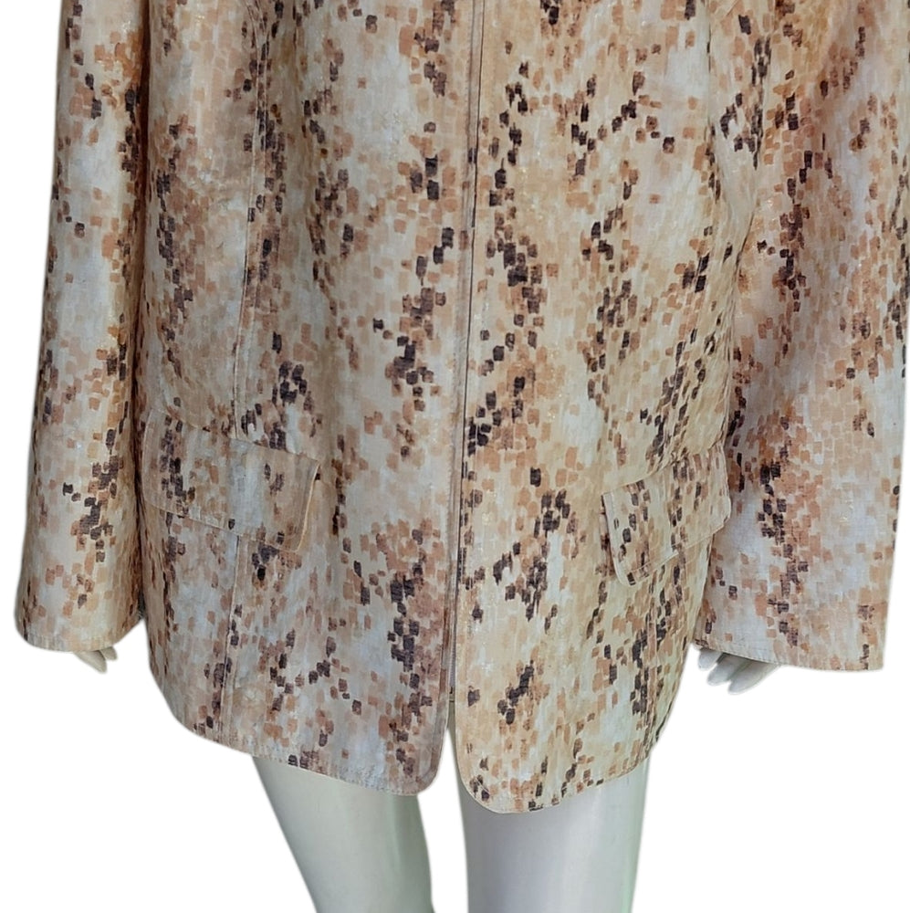 Alfred Dunner Women Stylish Tan and Brown Patterned Jacket Size 20W