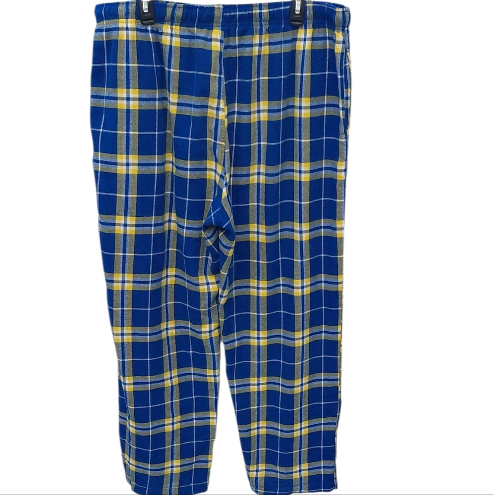 8222....Golden State Warrior Blue and Yellow Plaid Pajama Pants Size XL