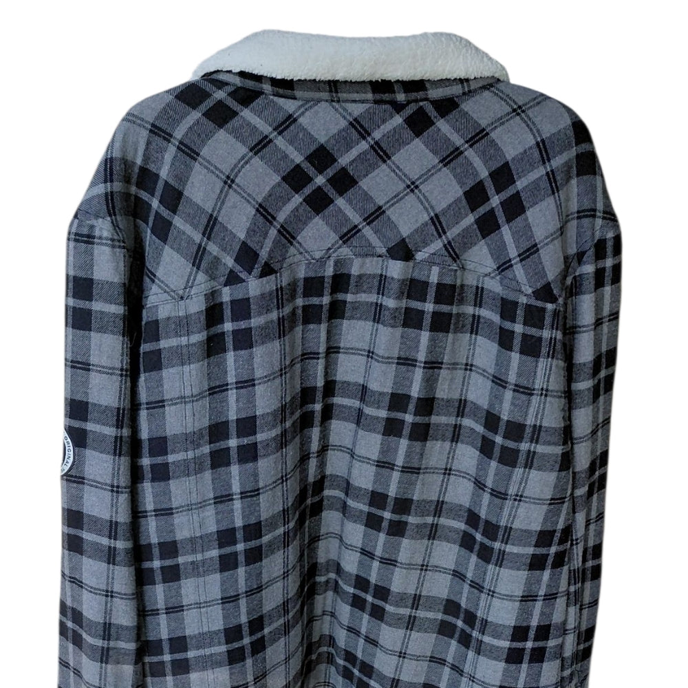 Hurley Black and Gray Performance Jacket, Sherpa Lining Flannel Jacket Size XXL