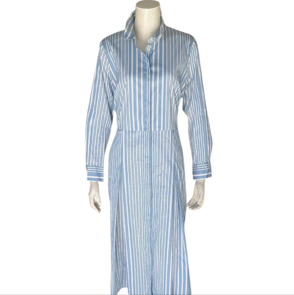8200....Charter Club Blue and White Striped Midi Dress Size Medium