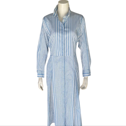 8200....Charter Club Blue and White Striped Midi Dress Size Medium