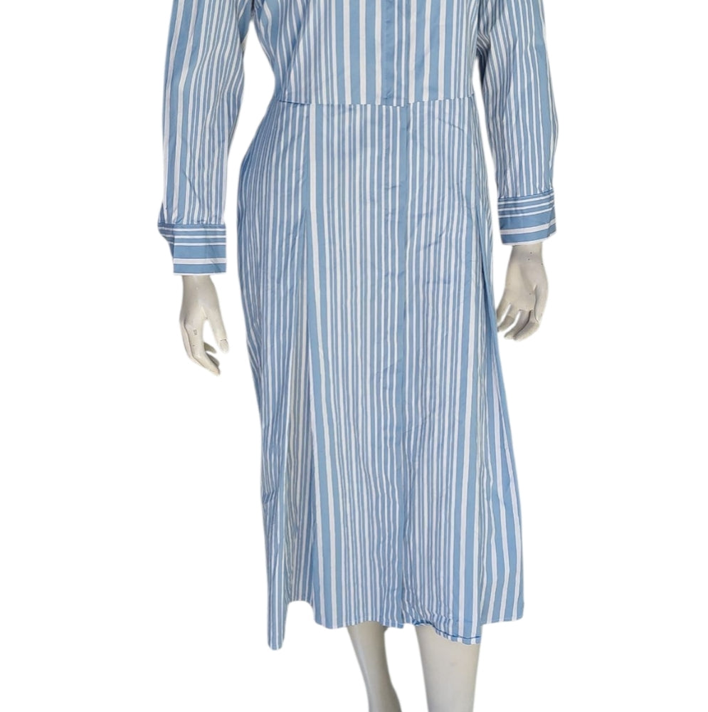 8200....Charter Club Blue and White Striped Midi Dress Size Medium
