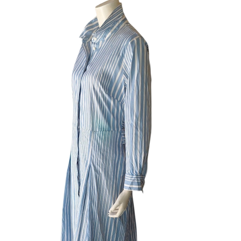 8200....Charter Club Blue and White Striped Midi Dress Size Medium