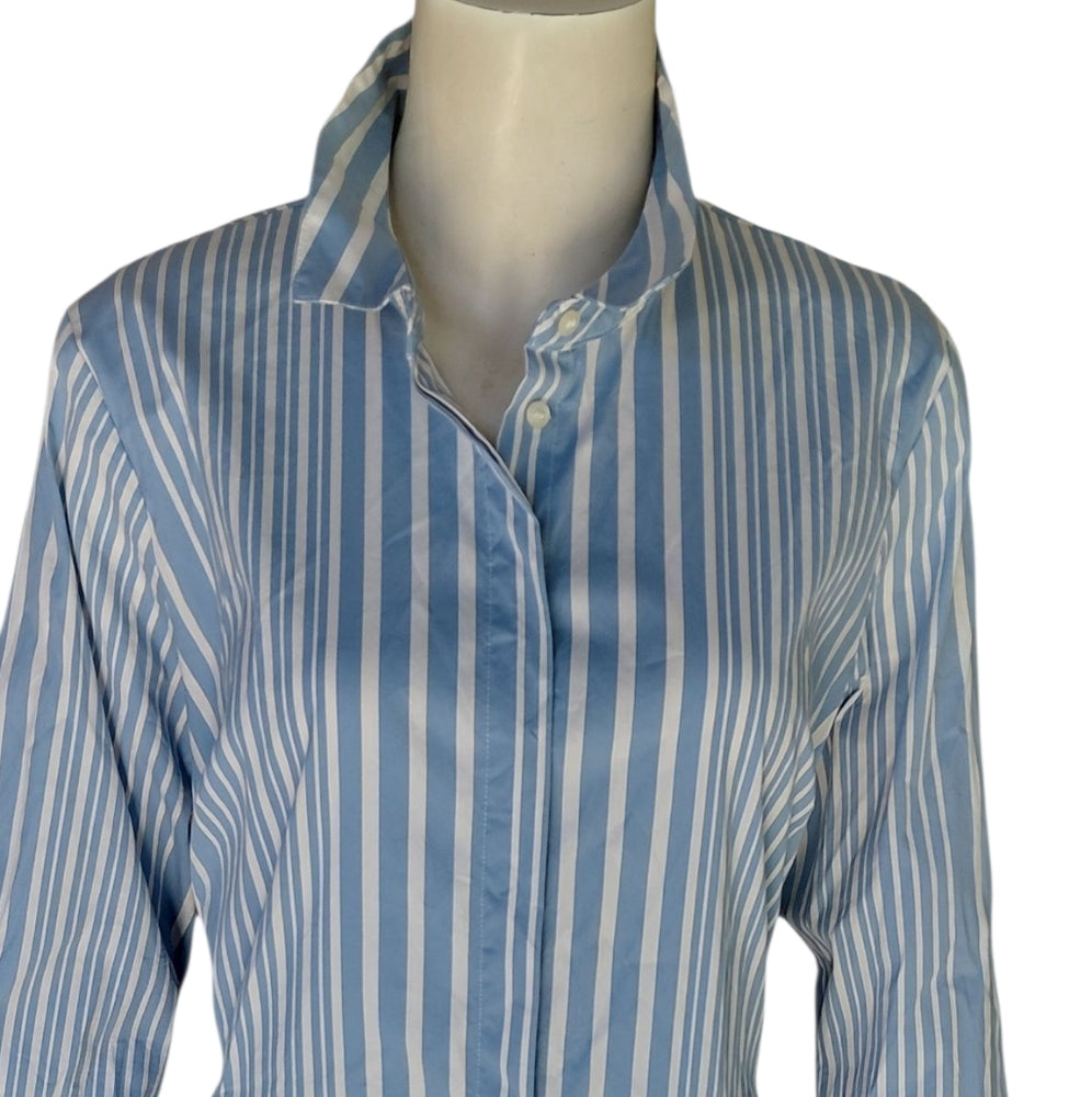 8200....Charter Club Blue and White Striped Midi Dress Size Medium