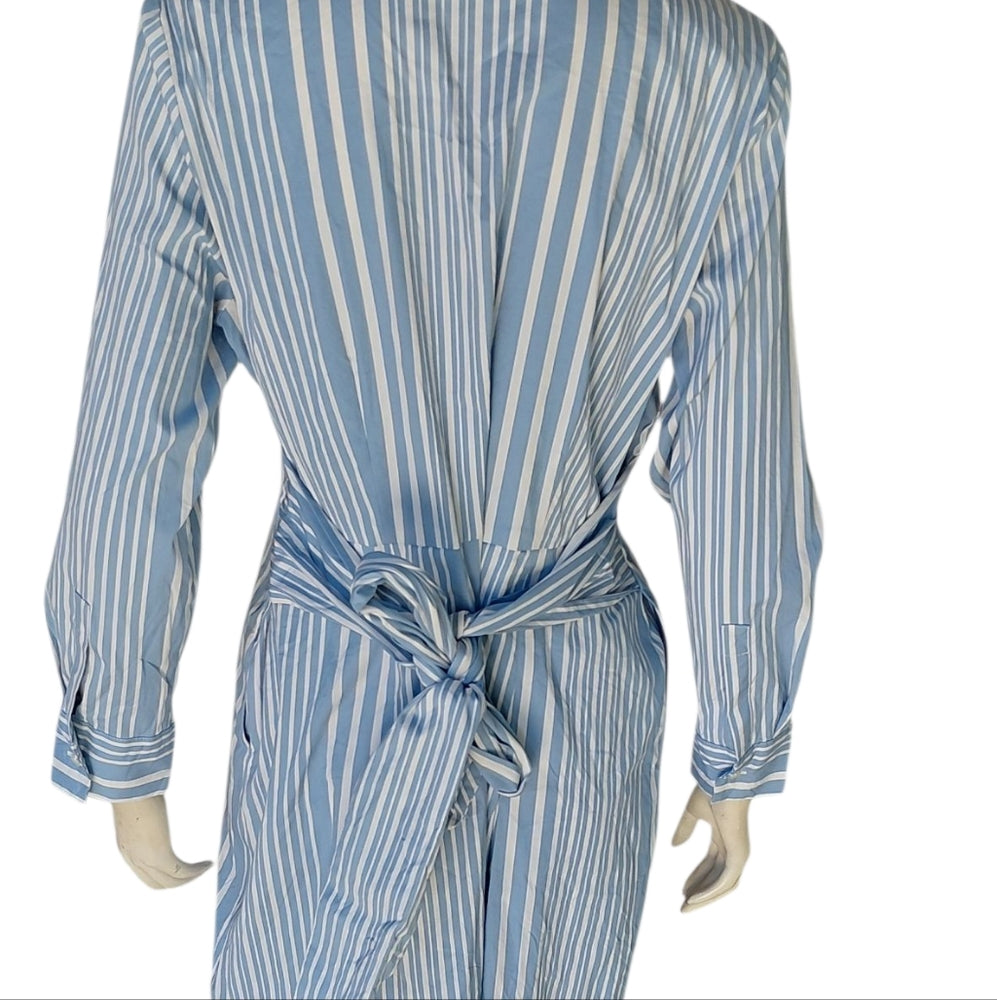8200....Charter Club Blue and White Striped Midi Dress Size Medium
