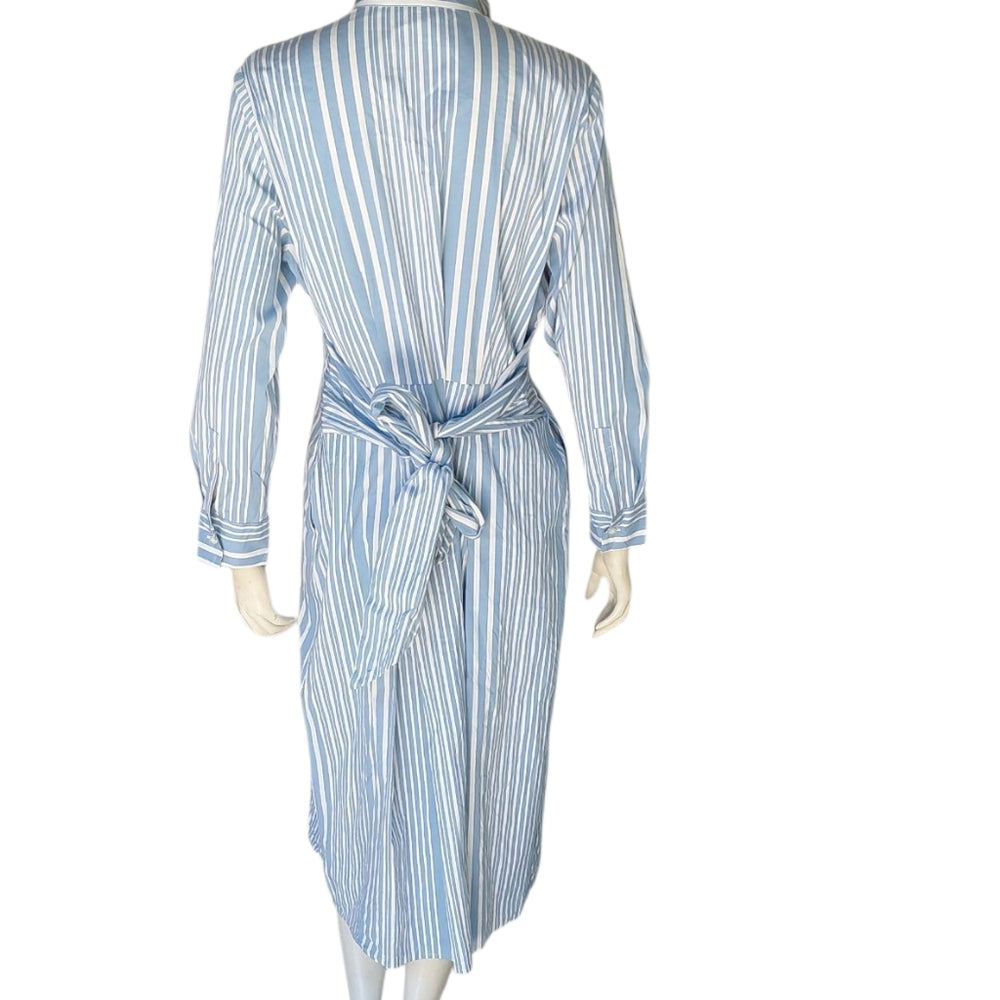 8200....Charter Club Blue and White Striped Midi Dress Size Medium