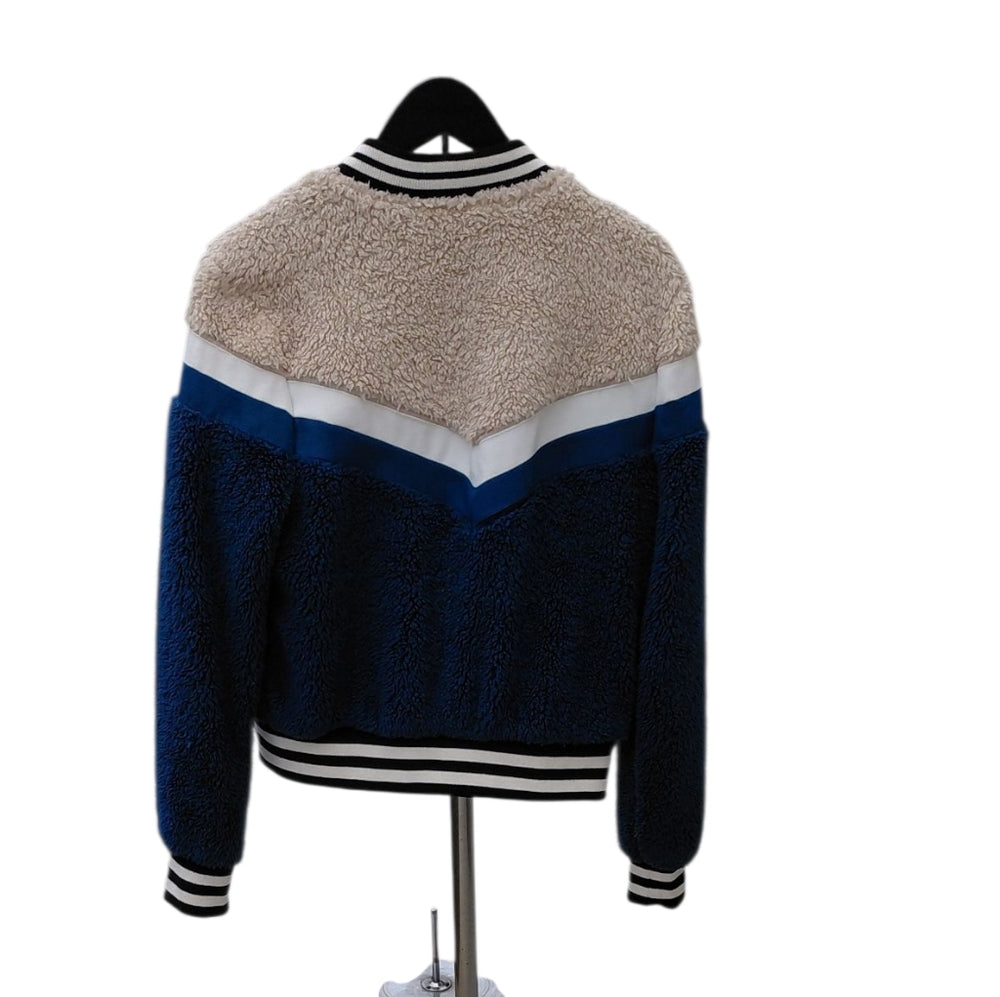 Celebrity Pink Blue and Cream Sherpa Jacket