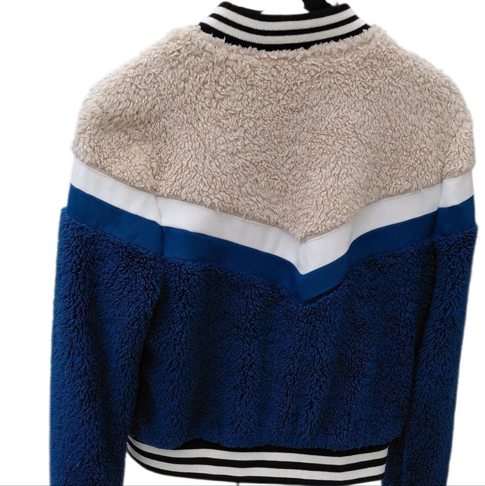Celebrity Pink Blue and Cream Sherpa Jacket