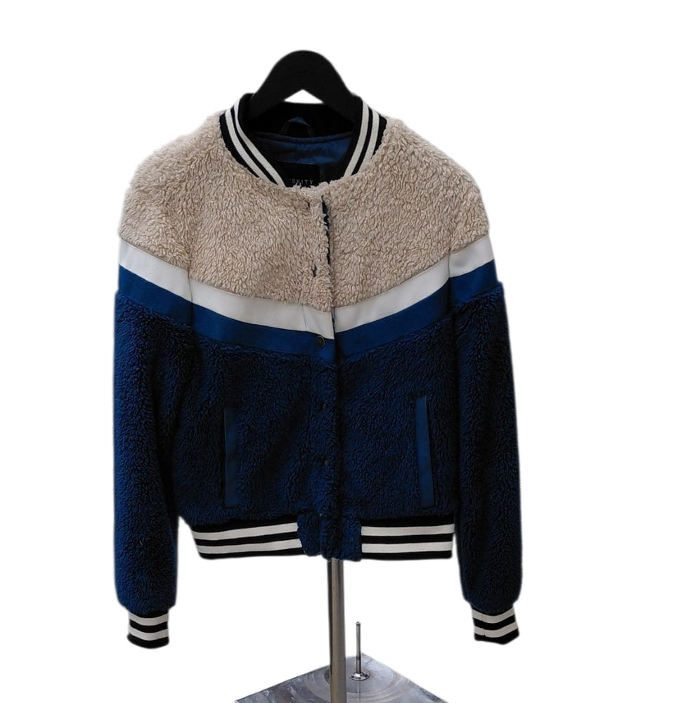 Celebrity Pink Blue and Cream Sherpa Jacket