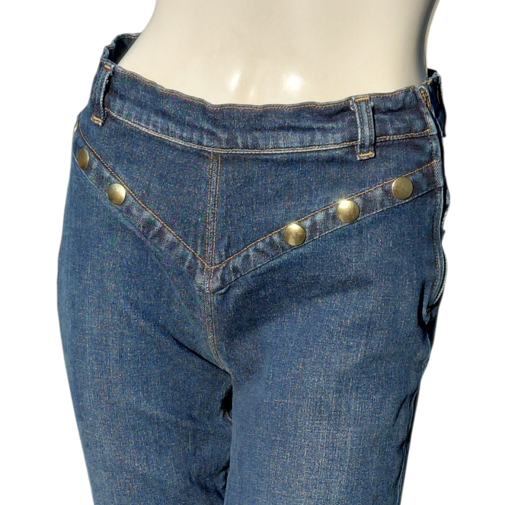 8223....Frame Stylish Blue Jeans with Gold Accents Size 27