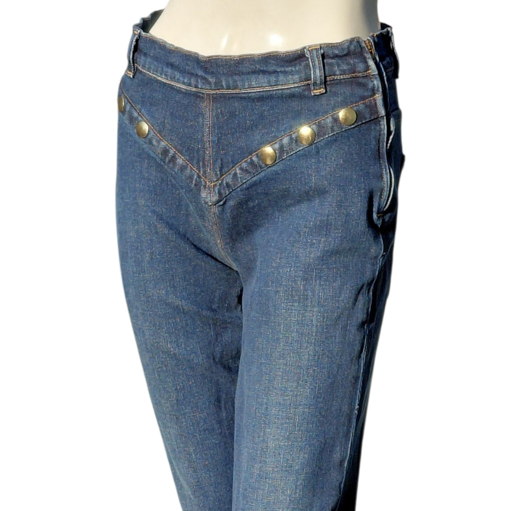 8223....Frame Stylish Blue Jeans with Gold Accents Size 27