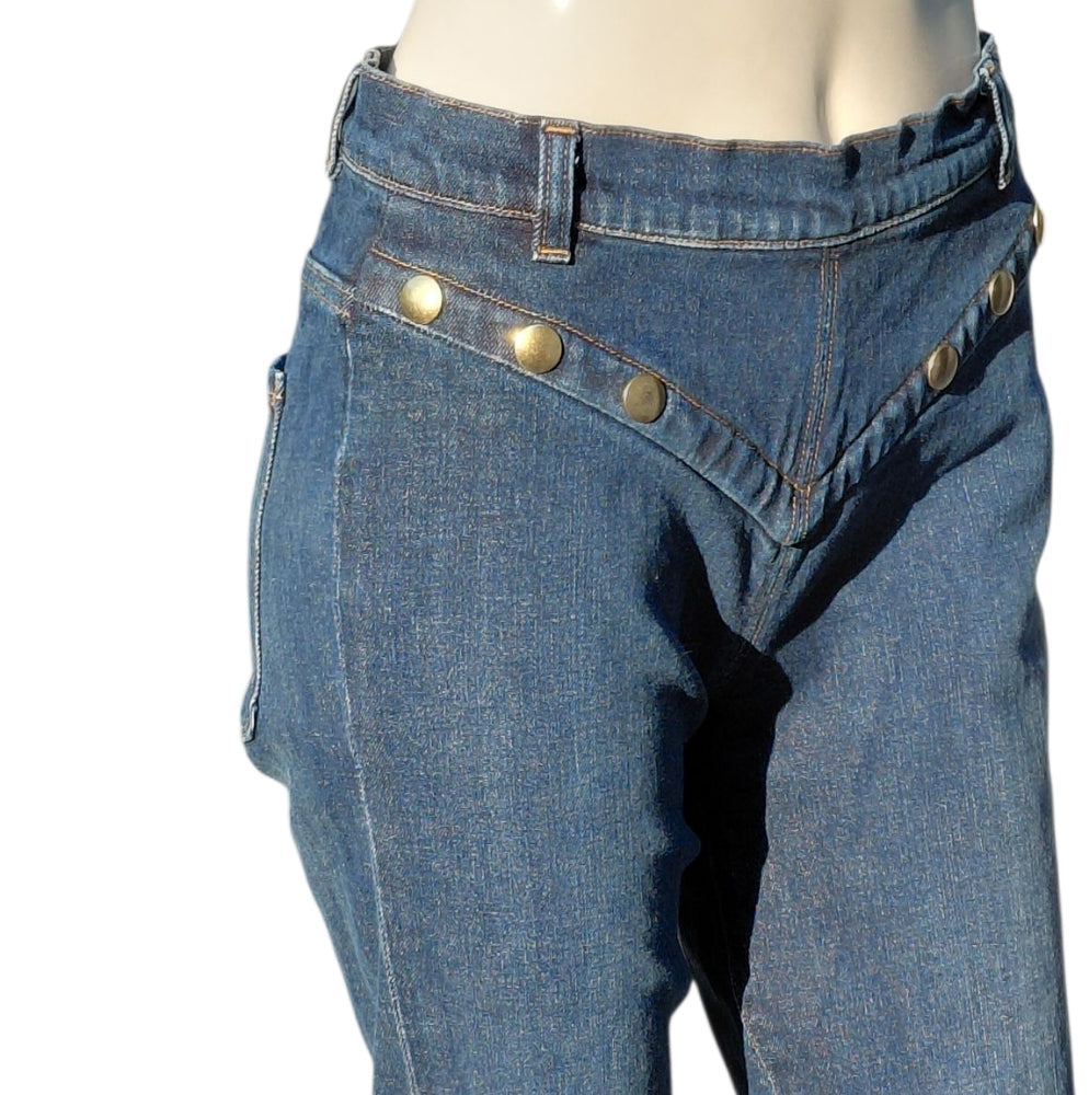 8223....Frame Stylish Blue Jeans with Gold Accents Size 27