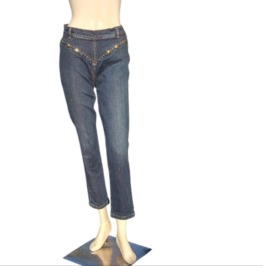 8223....Frame Stylish Blue Jeans with Gold Accents Size 27