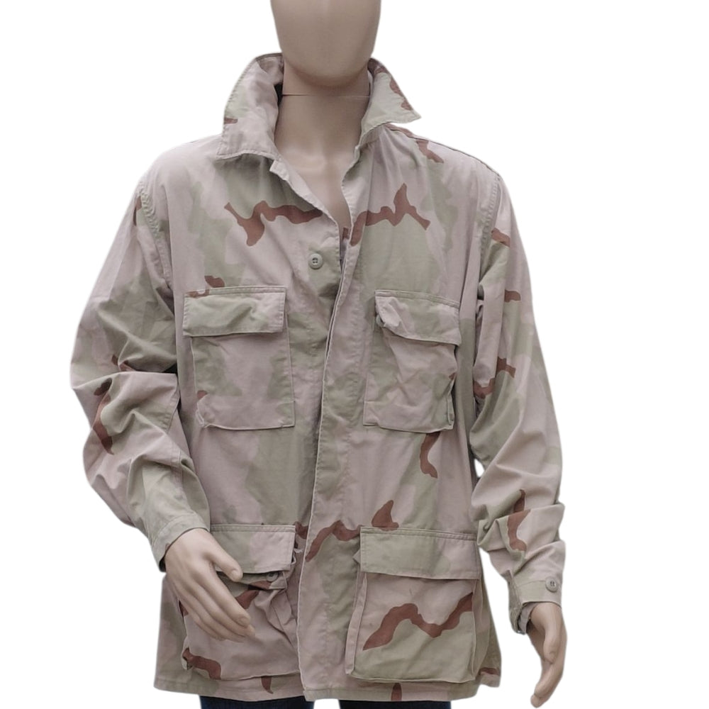 8207.....Men's Desert Camouflage Pattern 3 Color Combat Jacket Size Large Long