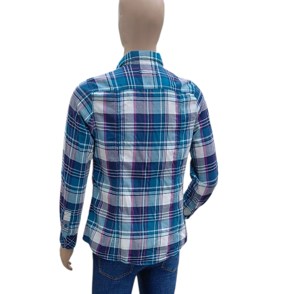 8208....Men's Deluth Trading Co. Blue Plaid Shirt Size Medium