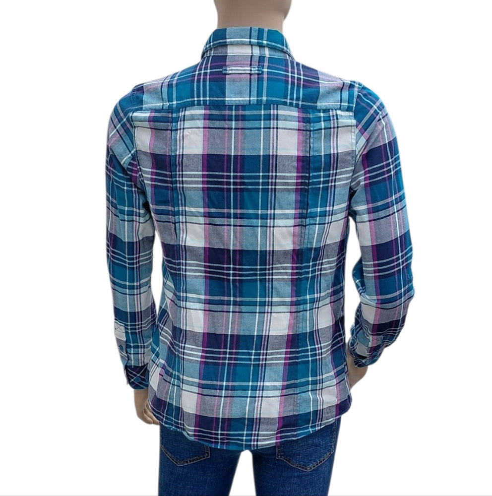 8208....Men's Deluth Trading Co. Blue Plaid Shirt Size Medium