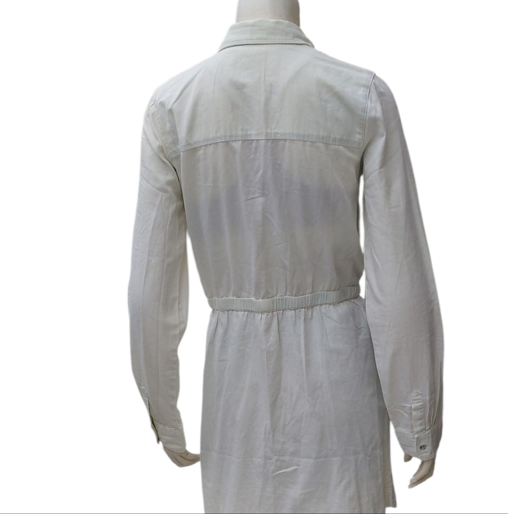 8210.....Girls Levis White Long Sleeve Button-Up Dress  Size XL 13-15 Years