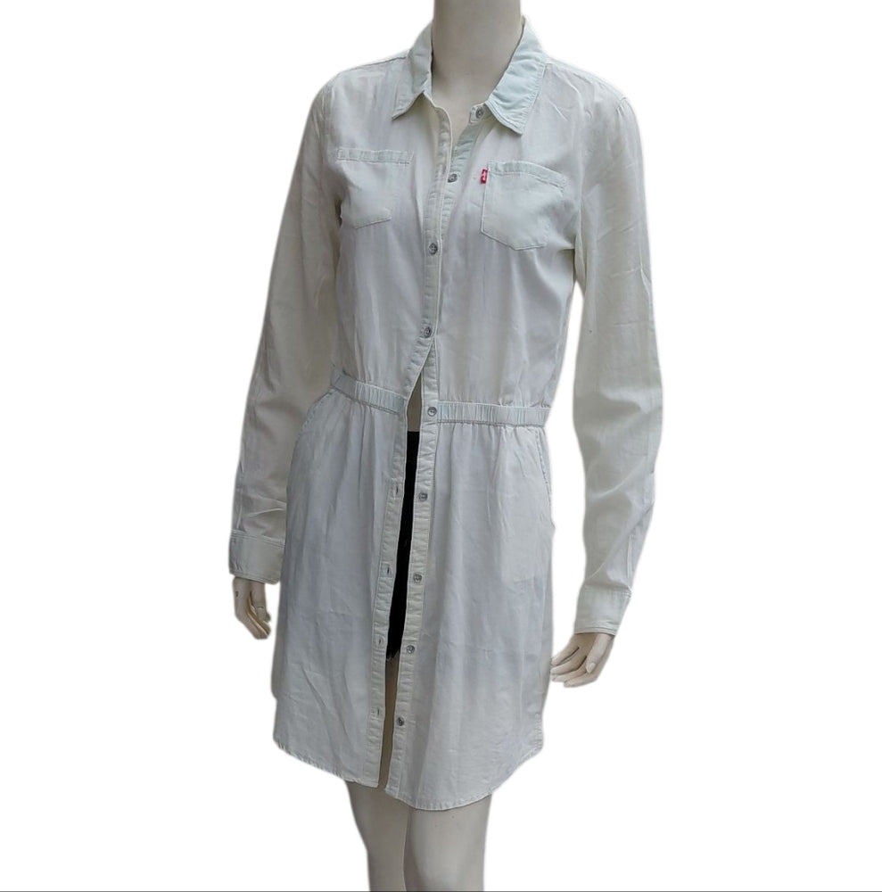 8210.....Girls Levis White Long Sleeve Button-Up Dress  Size XL 13-15 Years