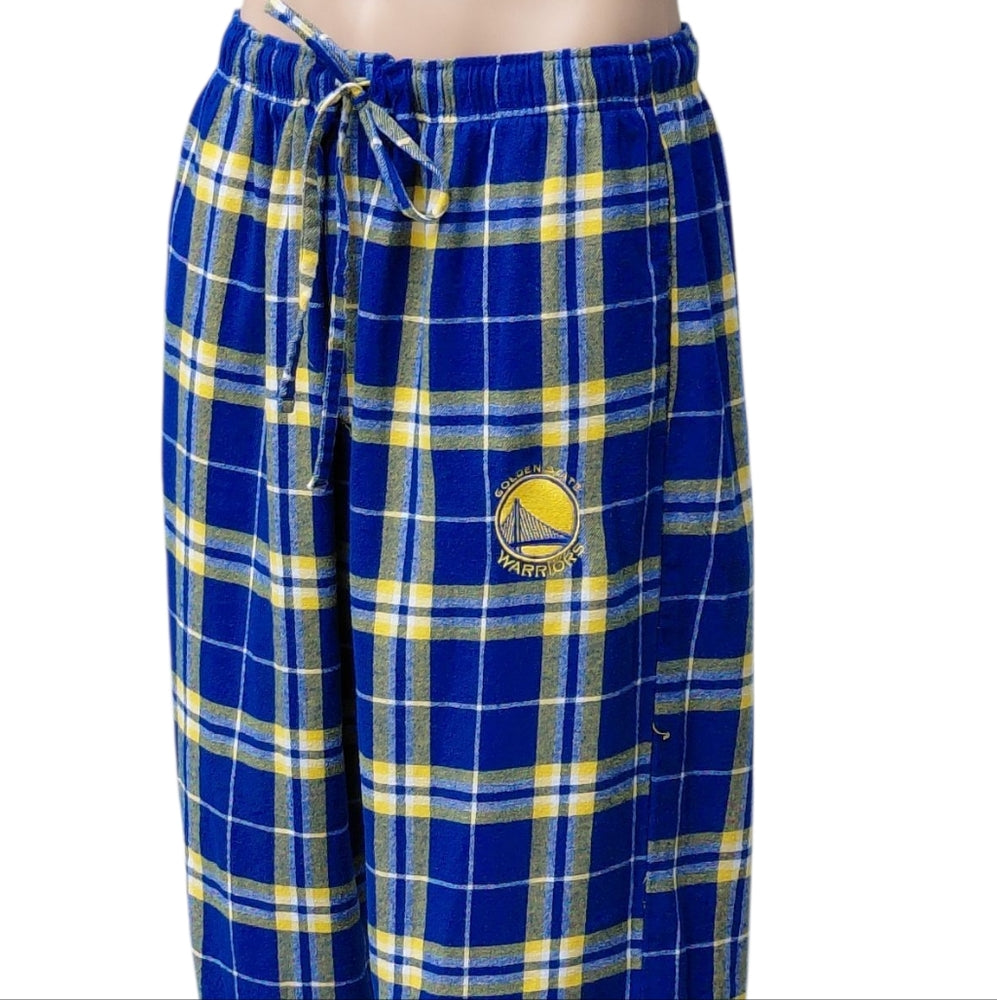 8222....Golden State Warrior Blue and Yellow Plaid Pajama Pants Size XL