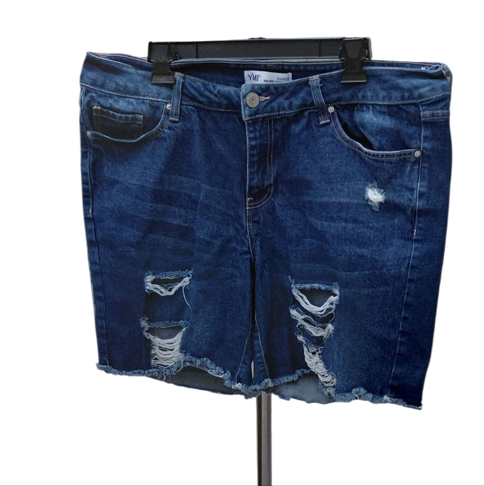 8280...Women's Distressed Denim Shorts Size 16