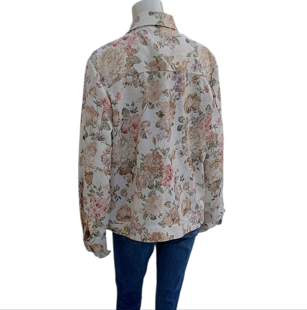 8278....Draper's & Damonds Floral Button-Up Jacket Size Large