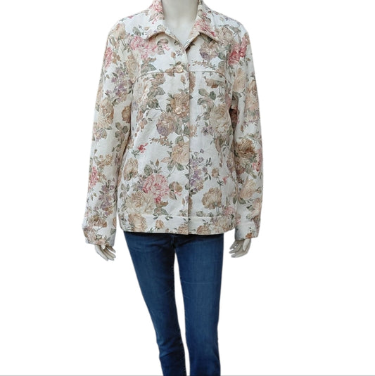 8278....Draper's & Damonds Floral Button-Up Jacket Size Large