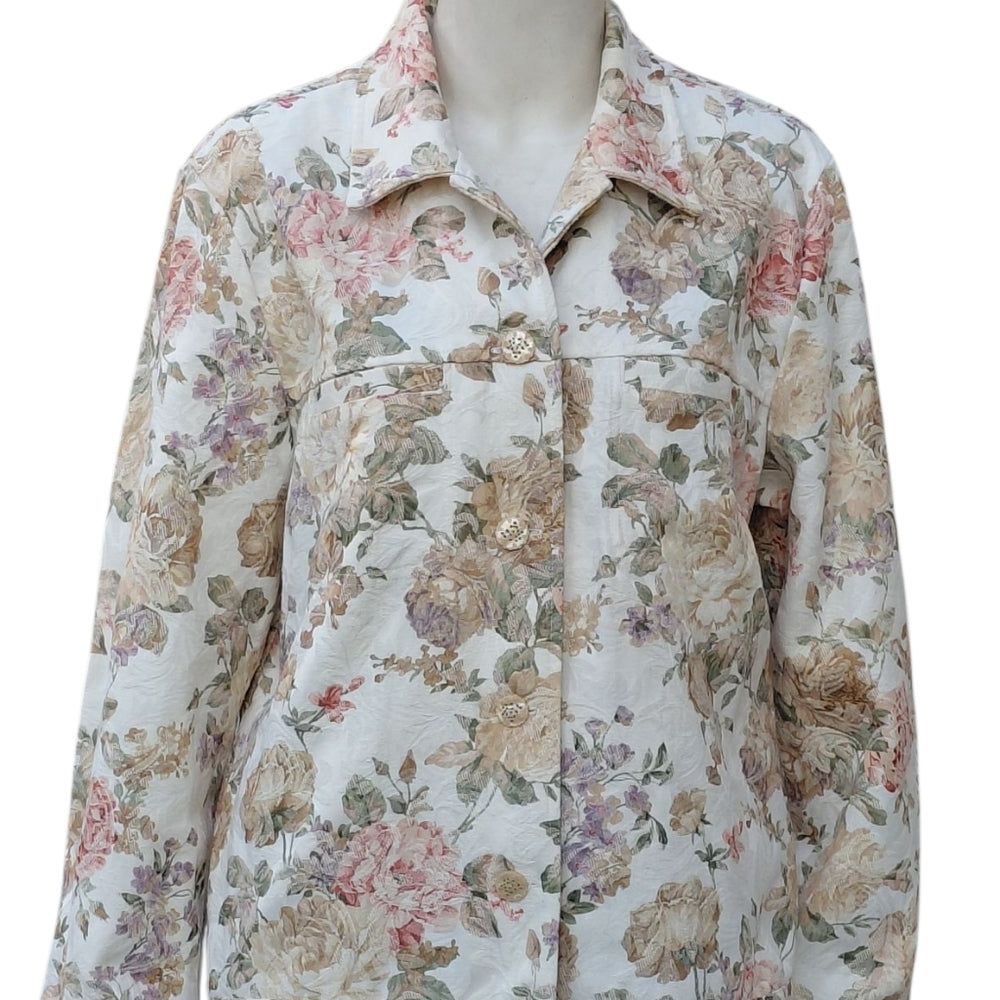 8278....Draper's & Damonds Floral Button-Up Jacket Size Large