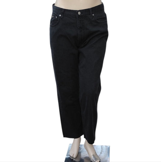 8277....Calvin Klein Black Wide-Leg Jeans Size 36