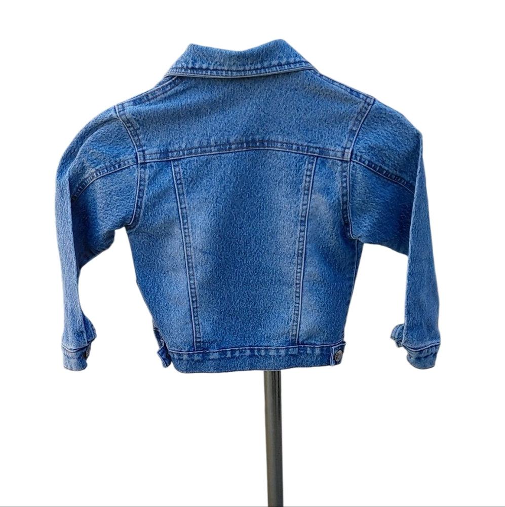 8255....Kids Blue Denim Jacket with Embroidered Details Size 6