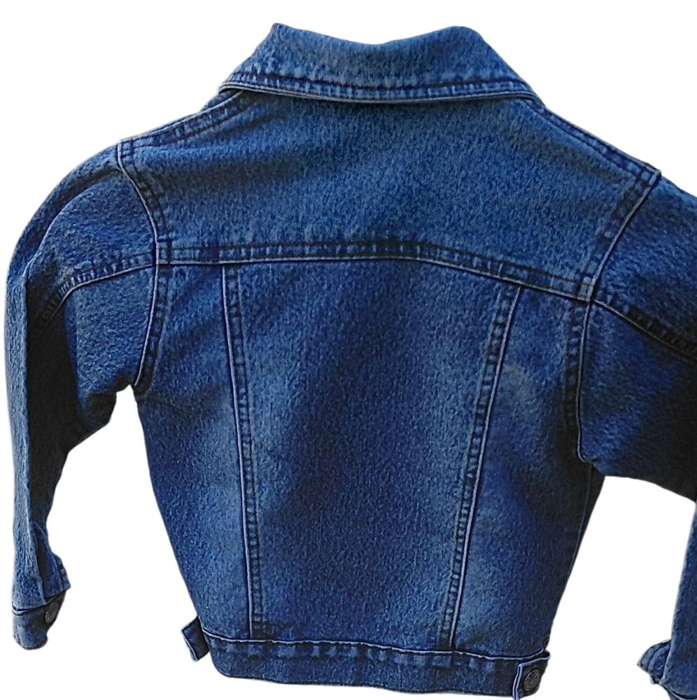 8255....Kids Blue Denim Jacket with Embroidered Details Size 6