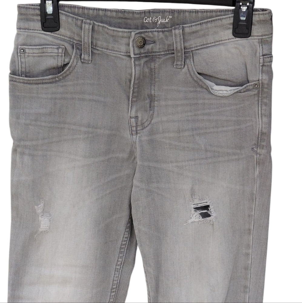 8220....Boys Cat&Jack Gray Distressed Jeans Size 14