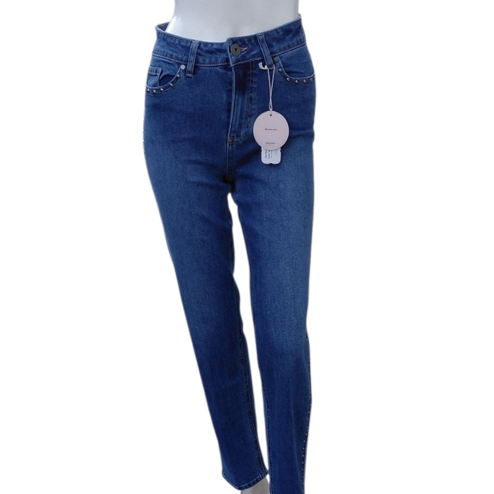 9312....NWT...Camila Coelho Studded Straight Leg Blue Jeans Size 2, W24