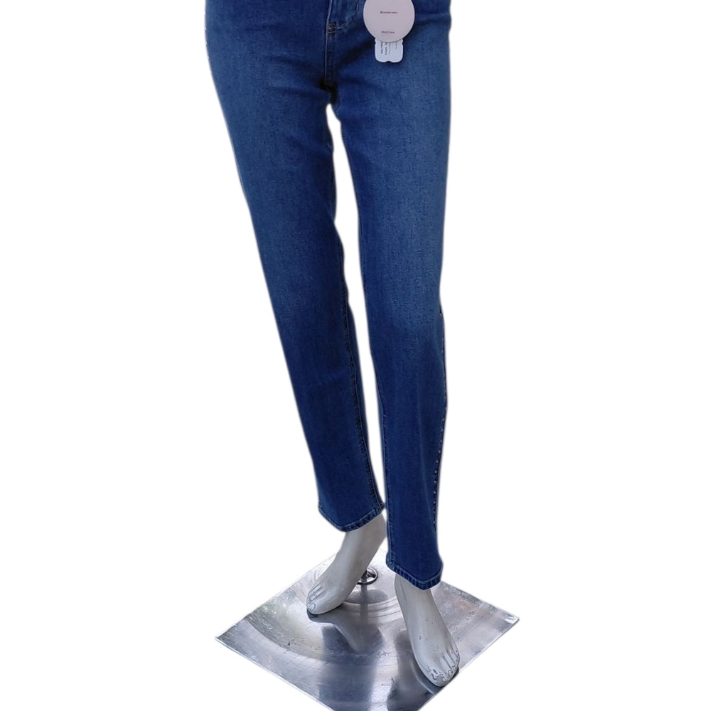 9312....NWT...Camila Coelho Studded Straight Leg Blue Jeans Size 2, W24
