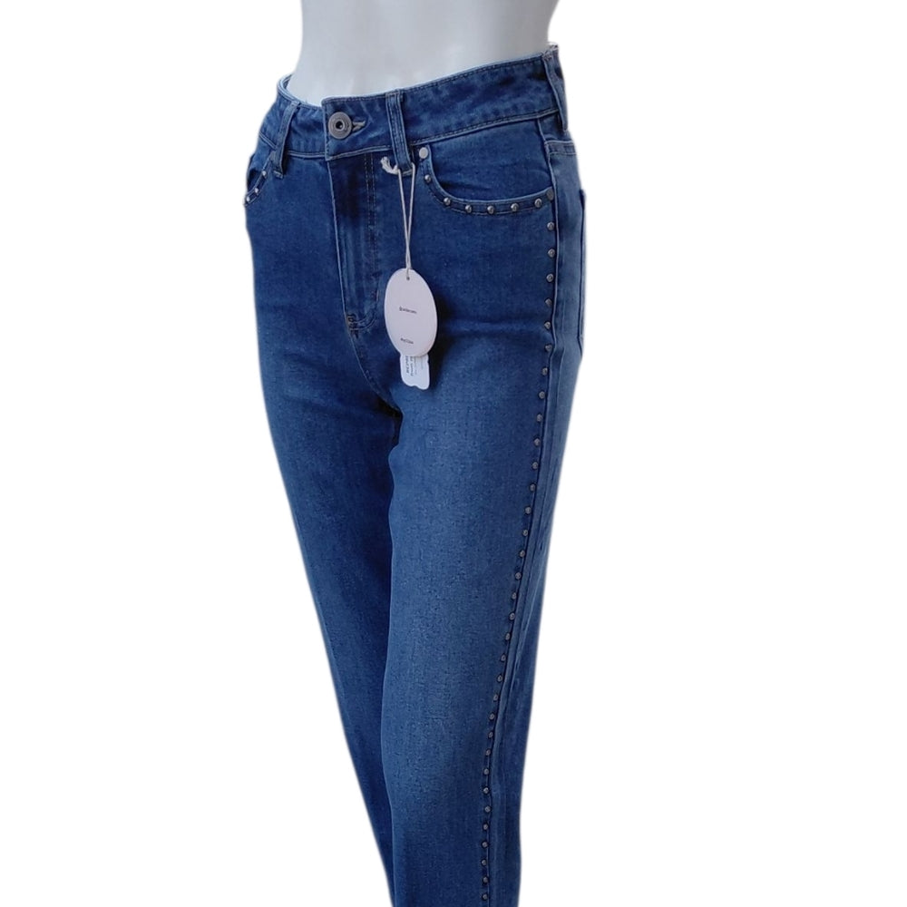 9312....NWT...Camila Coelho Studded Straight Leg Blue Jeans Size 2, W24