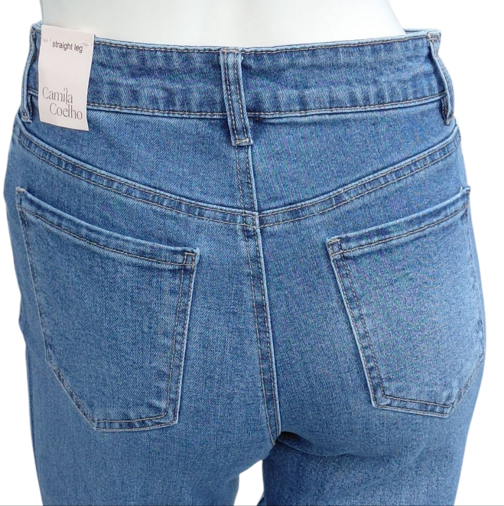 9312....NWT...Camila Coelho Studded Straight Leg Blue Jeans Size 2, W24