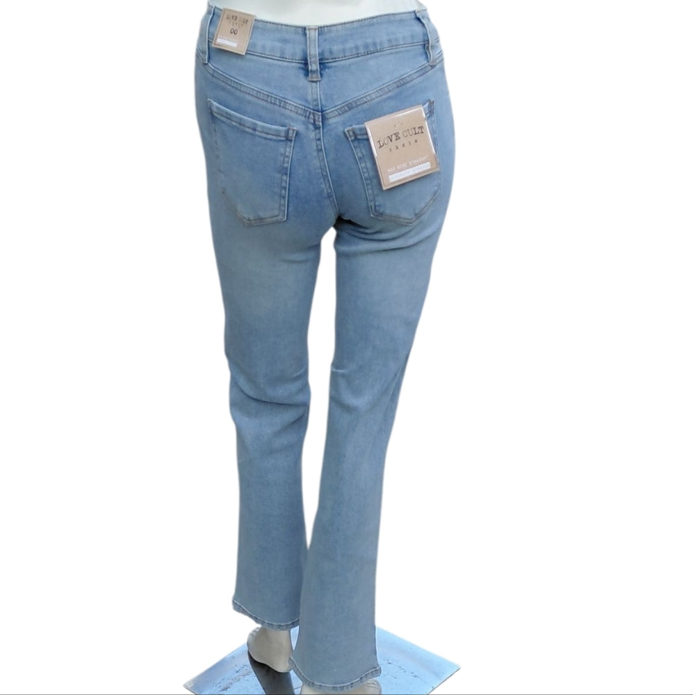 9309....Women's Love Cult Denim Light Jeans Size 00, Midrise All Over Embelished
