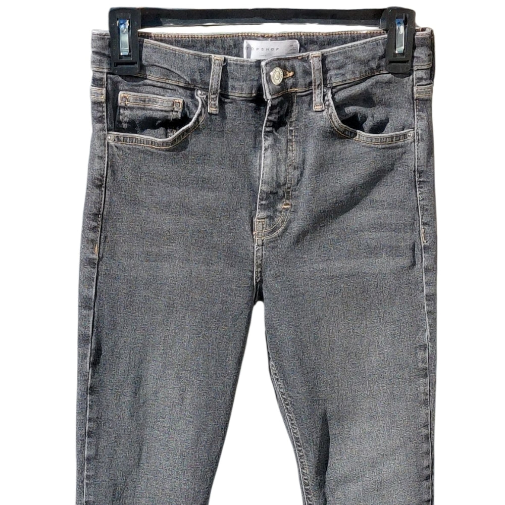 9333...Topshop Gray Distressed Women's Jeans Size W28 L30, 10" Rise