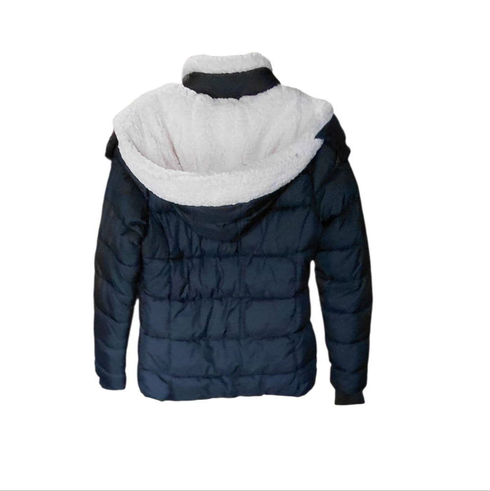 YMI Women's Black Puffer Jacket with White Details Size L/G