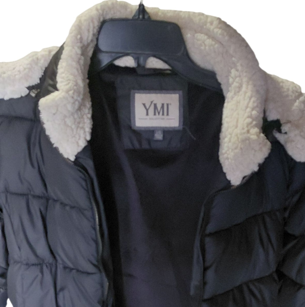 YMI Women's Black Puffer Jacket with White Details Size L/G