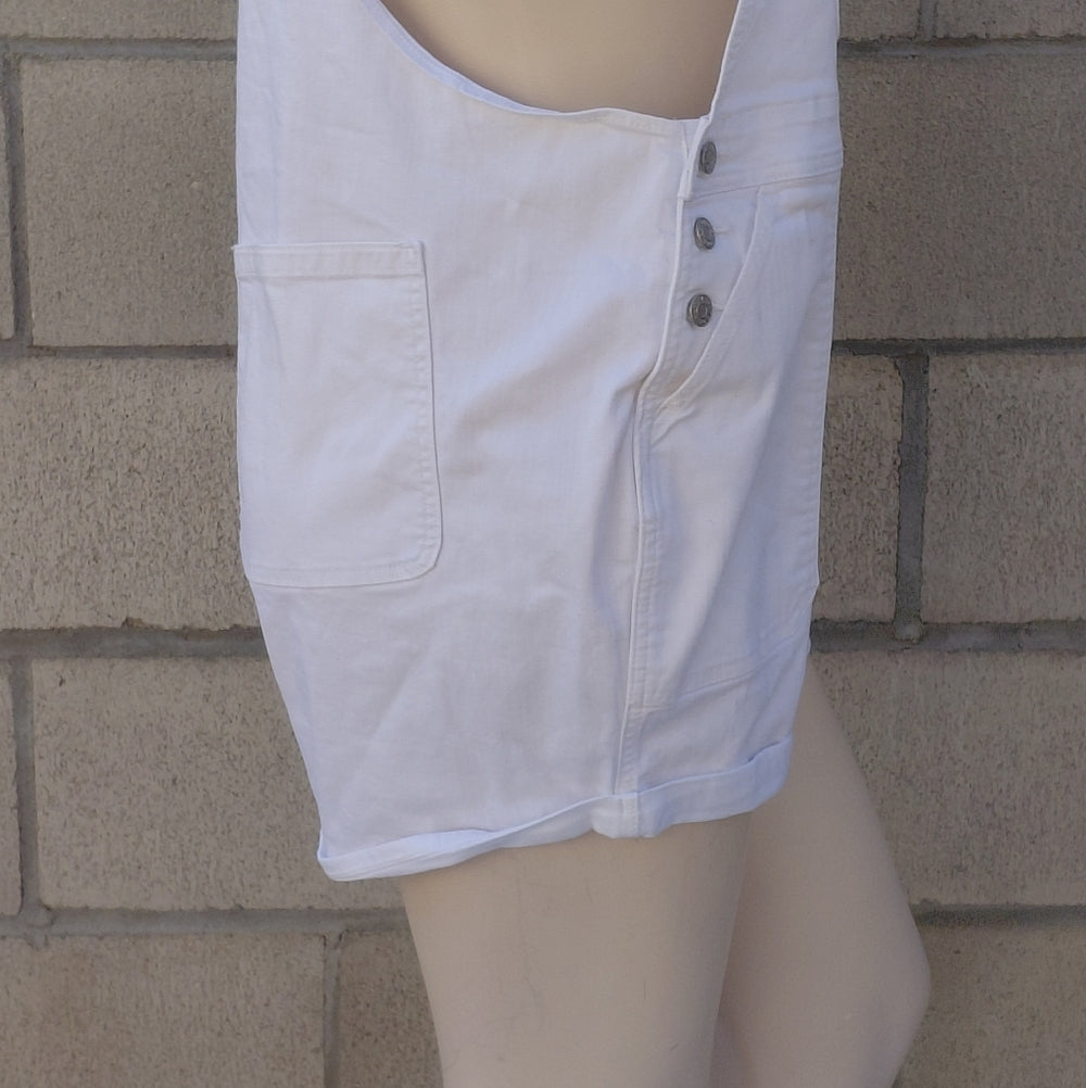 7035A...Women's Torrid White Denim Overalls Size 12