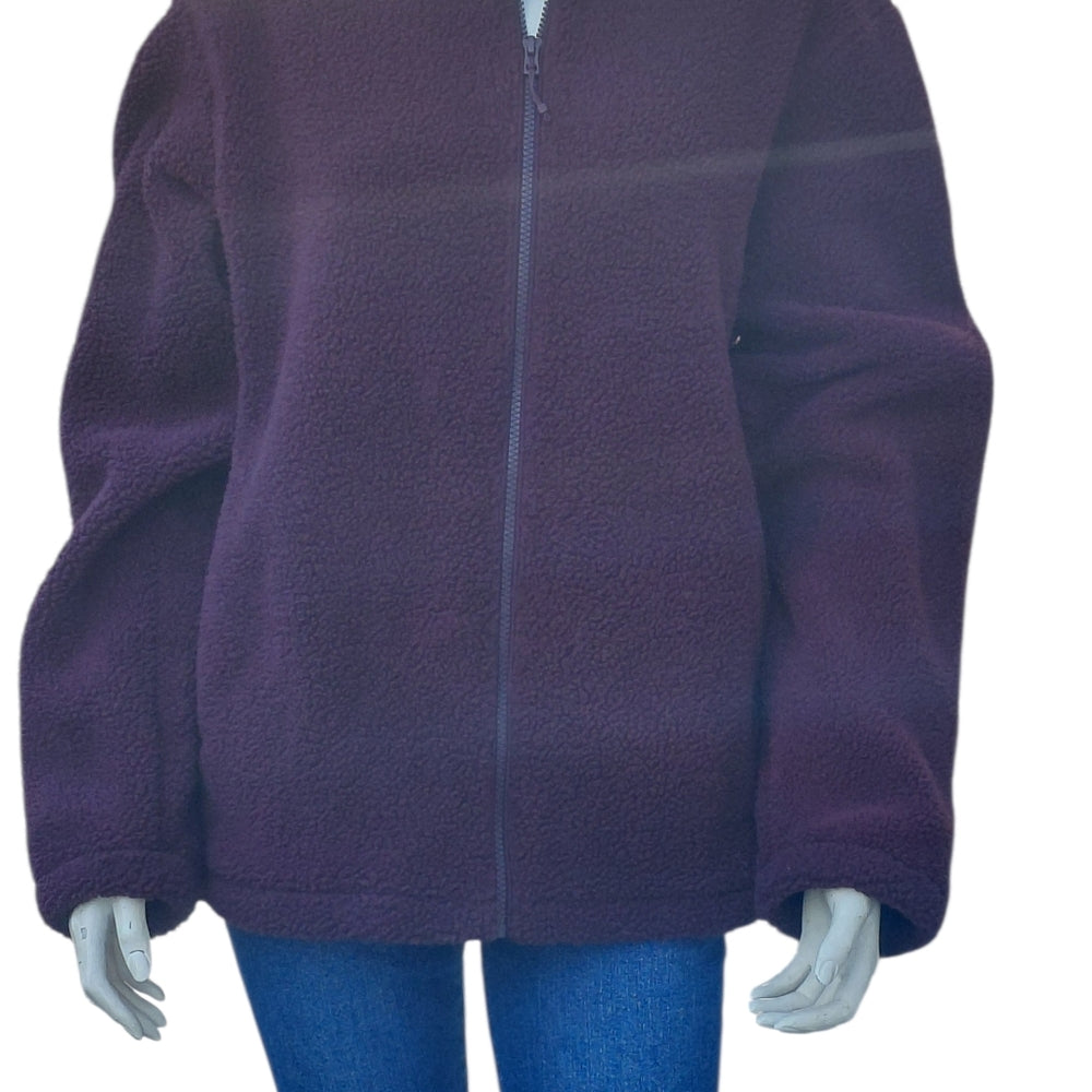 Women's Burgundy Fleece Jacket Size Medium