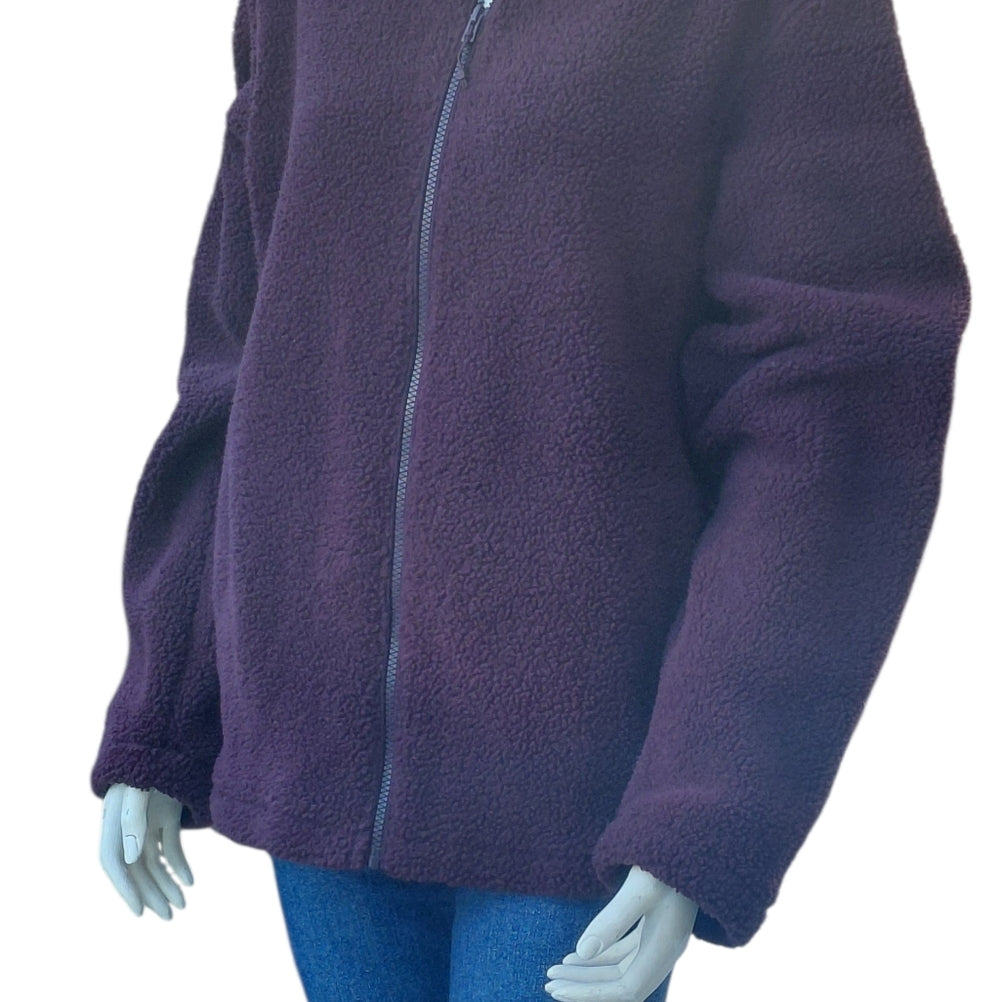 Women's Burgundy Fleece Jacket Size Medium