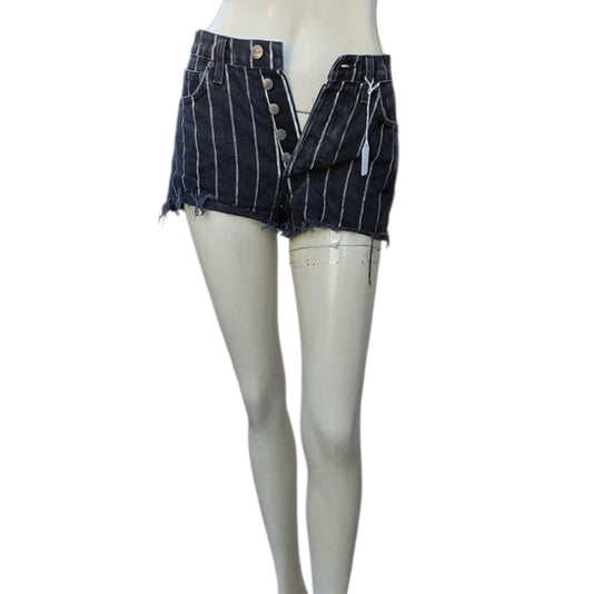 7070...Women's Black Reformation Striped Shorts Size 23, 1-1/2" Inseam, 9" Rise