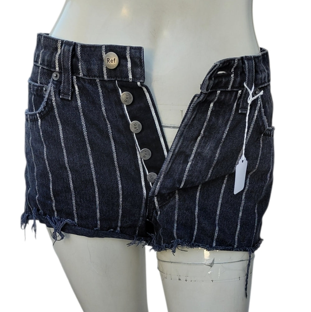 7070...Women's Black Reformation Striped Shorts Size 23, 1-1/2" Inseam, 9" Rise