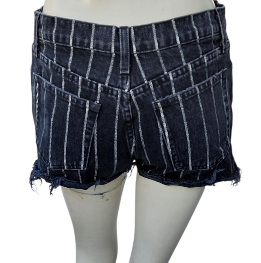 7070...Women's Black Reformation Striped Shorts Size 23, 1-1/2" Inseam, 9" Rise